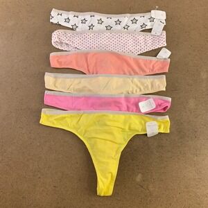 Alyce Intimates Women's Size XL Colorful Cotton Blend Thong Panties 6 Pack NWT